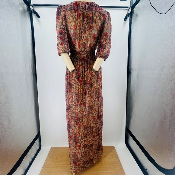 BA&SH Athena Metallic Floral Maxi Lady Dress US 4 Rouge Ethereal Coquette Prom - Picture 6 of 14